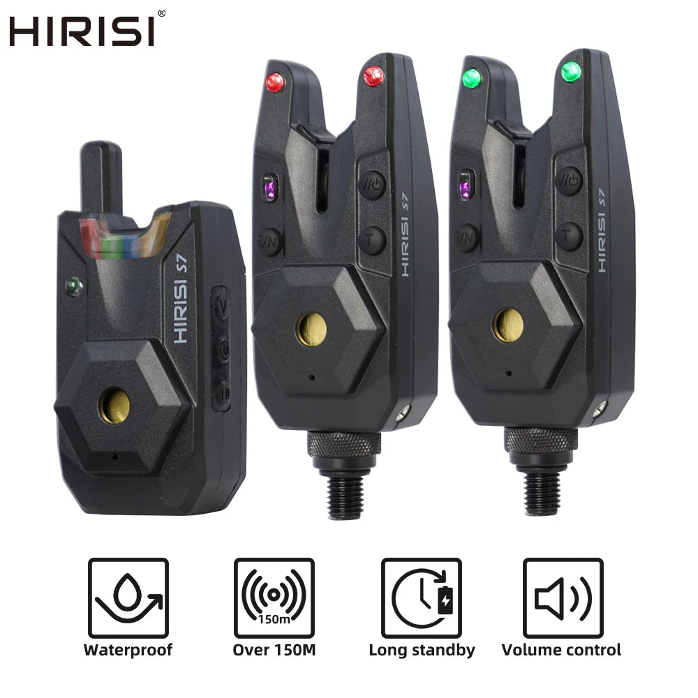 Hirisi Wireless Carp Fishing Bite Alarm Set Waterproof S7 1+2/3/4 Receiver Kit