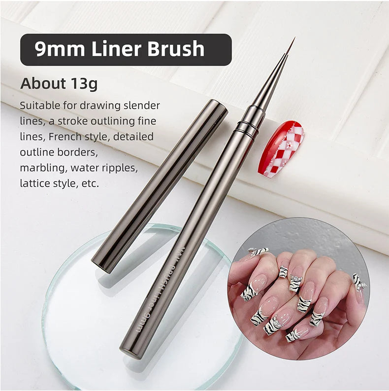 5PC Nail Art Liner Brushes Set - Metal Handle, Acrylic UV Gel Paint DIY Manicure
