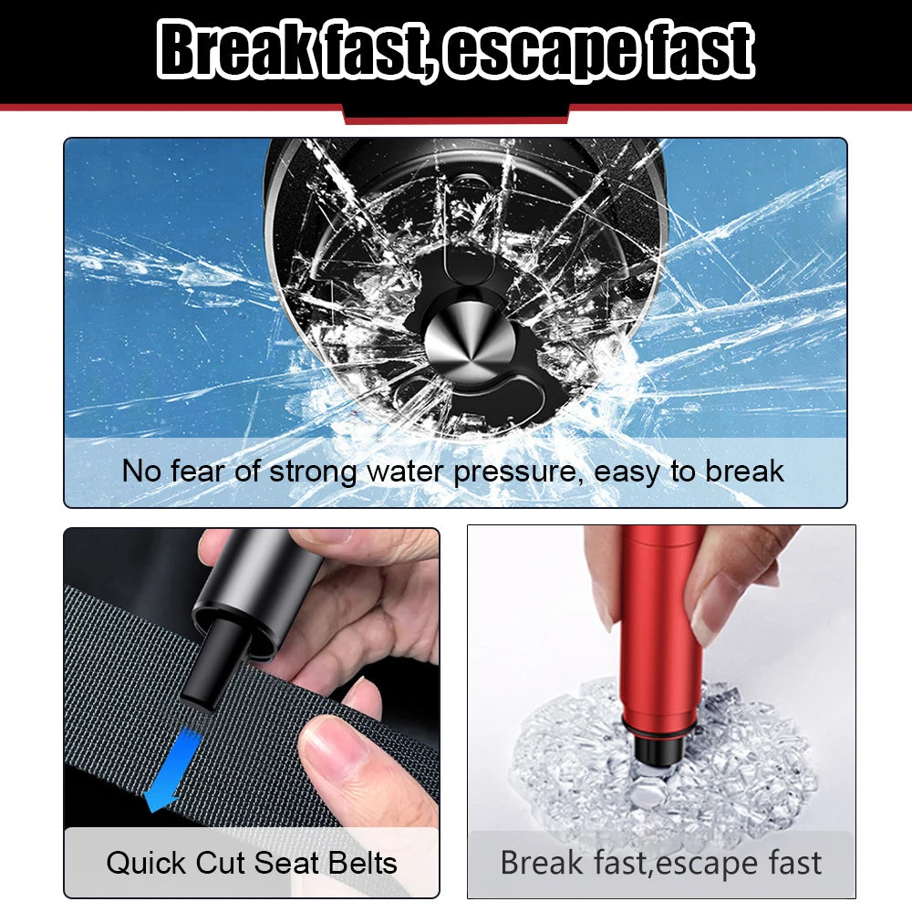 Car Emergency Escape Tool 2-in-1 Safety Hammer Glass Breaker & Seat Belt Cutter