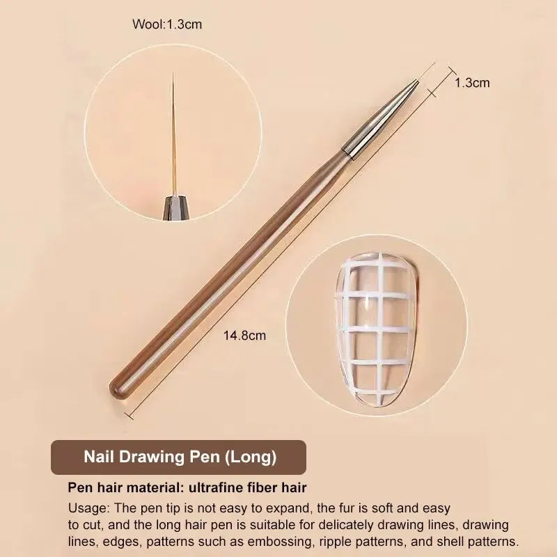 9PC UV Gel Nail Brush Set - Acrylic Brush, Liner, DIY Painting, Nail Art Design