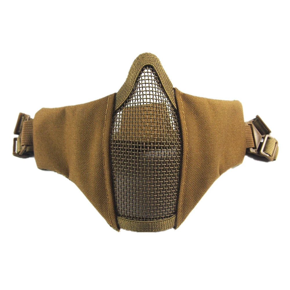 Tactical Airsoft Mask Half Face Steel Mesh Adjustable Face Protection Gear