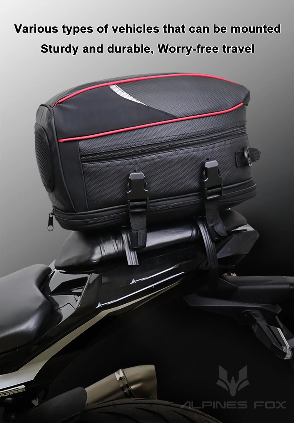 Motorcycle Tail Bag Waterproof Rear Seat Luggage Travel Saddle Pack Touring