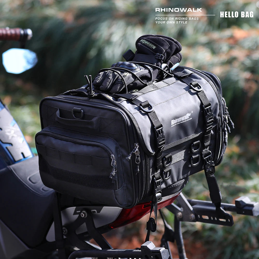 Rhinowalk Motorcycle Waterproof Tail Bag Expandable Luggage 19L-80L