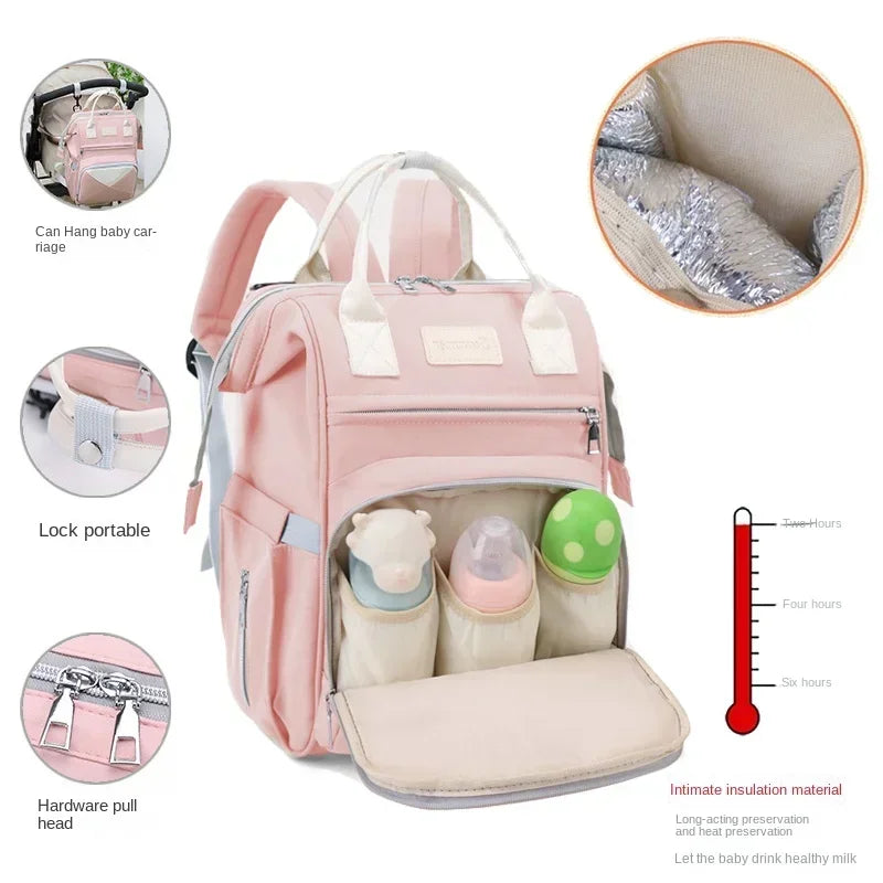 Large Capacity Mummy Diaper Bag Backpack - Waterproof, Stroller Hanging Bag