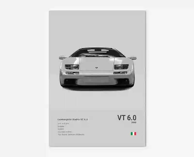 B&W Canvas Poster Luxury Supercar Lamborghini SUV SVJ Wall Art Garage Mancave