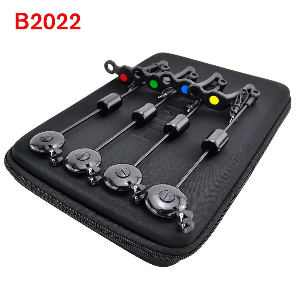 LED Carp Fishing Swingers Drop Off Indicator Set – 4 Colors in Zipped Case
