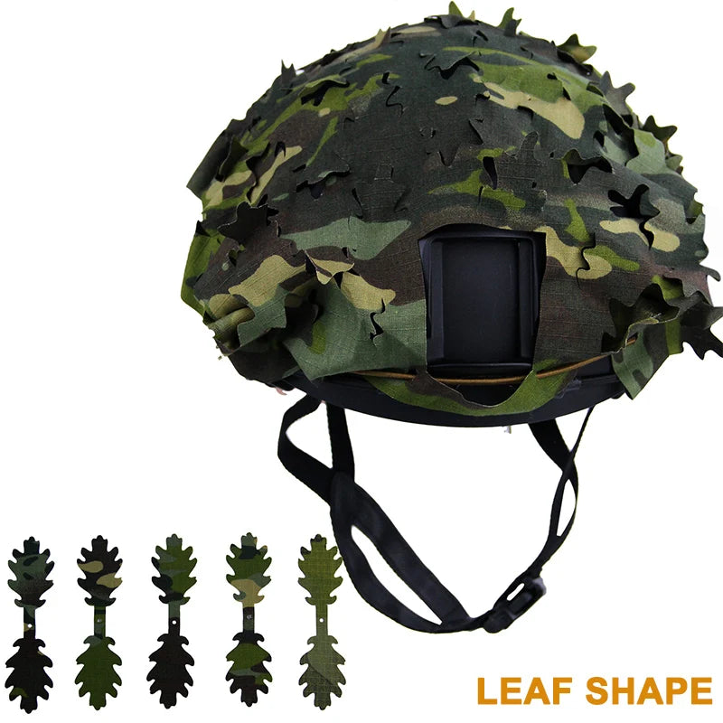 3D Camo Airsoft Helmet Cover – Laser Cut Leaf Shape or Mesh, Paintball Tactical