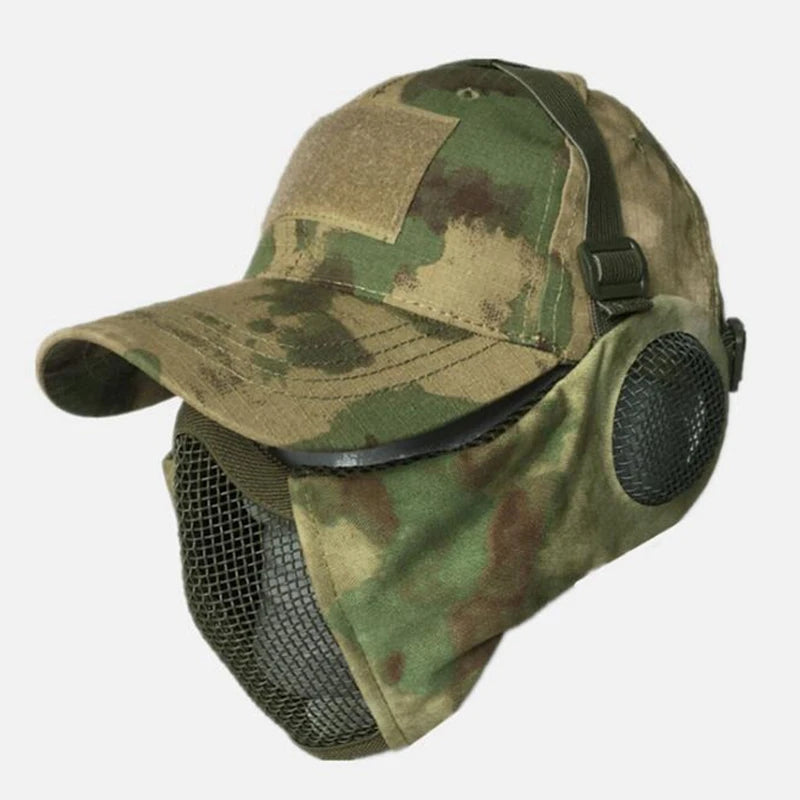Airsoft Mesh Face Mask with Ear Protection Tactical Paintball Gear