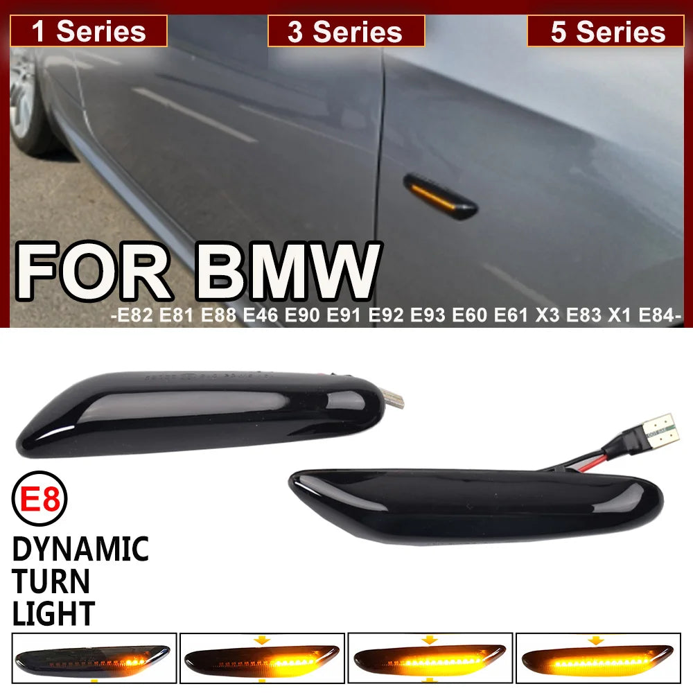 2X Dynamic LED Side Marker Turn Signal Light BMW E46 E90 E60 X1 X3 1 3 5 Series
