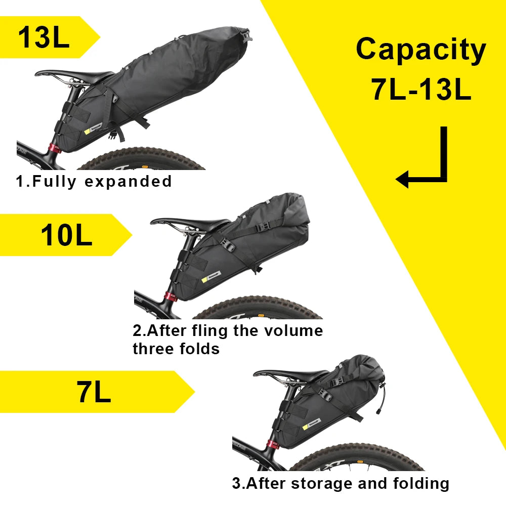 Waterproof Bicycle Saddle Bag Rear Pannier MTB Road Bike Tail Bag 10L 13L