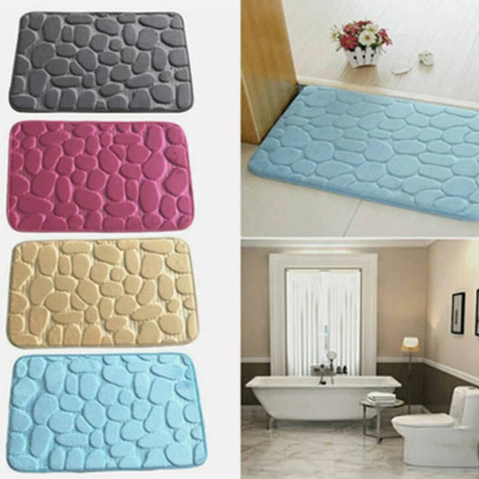 Cobblestone Memory Foam Bath Mat - Non-Slip Super Soft Bathroom Rug 40x60cm