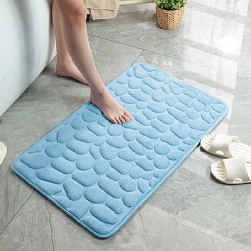 Cobblestone Memory Foam Bath Mat - Non-Slip Super Soft Bathroom Rug 40x60cm