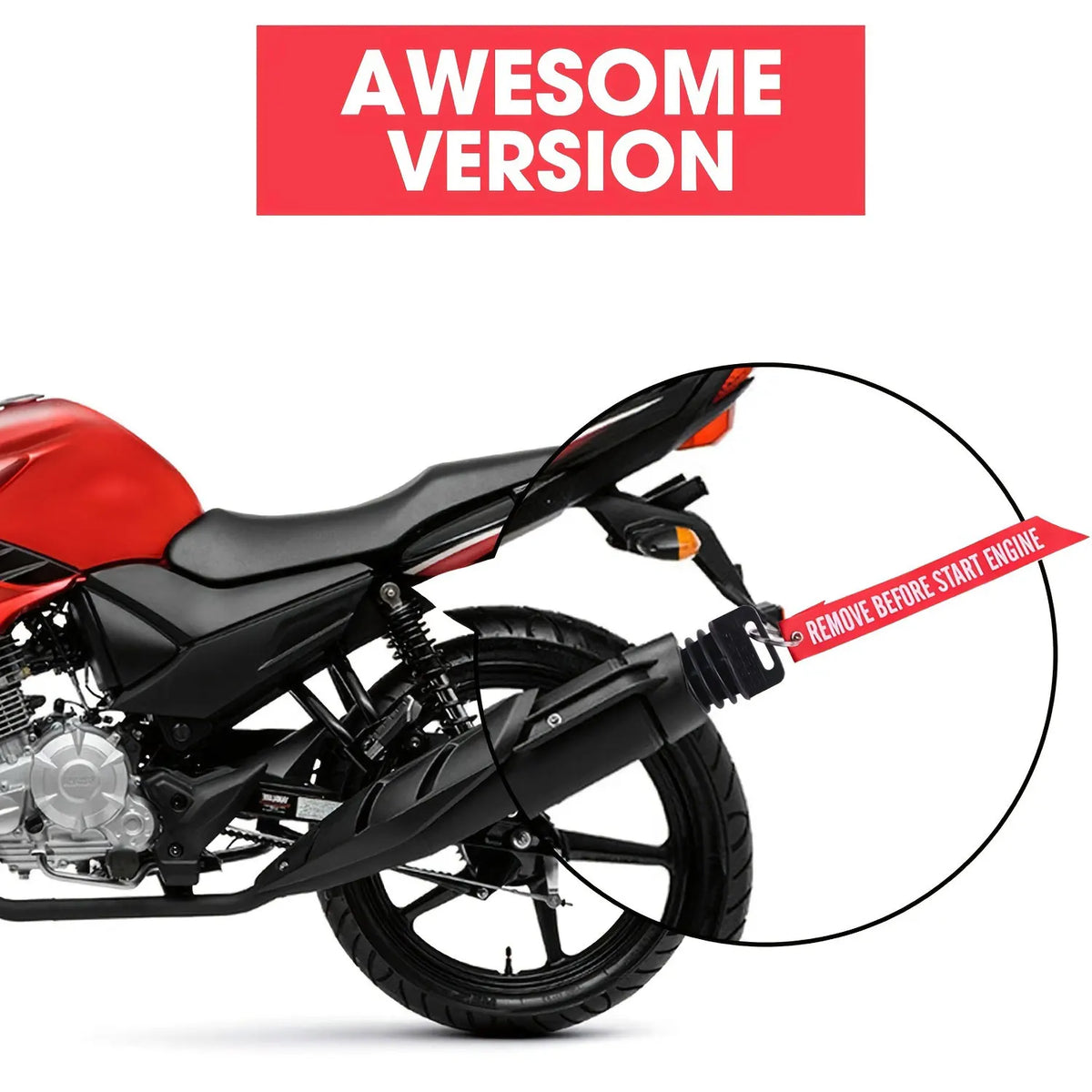 1.07" - 1.85" Exhaust Pipe Plug Motorcycle Silencer Wash Plug with Red Streamer
