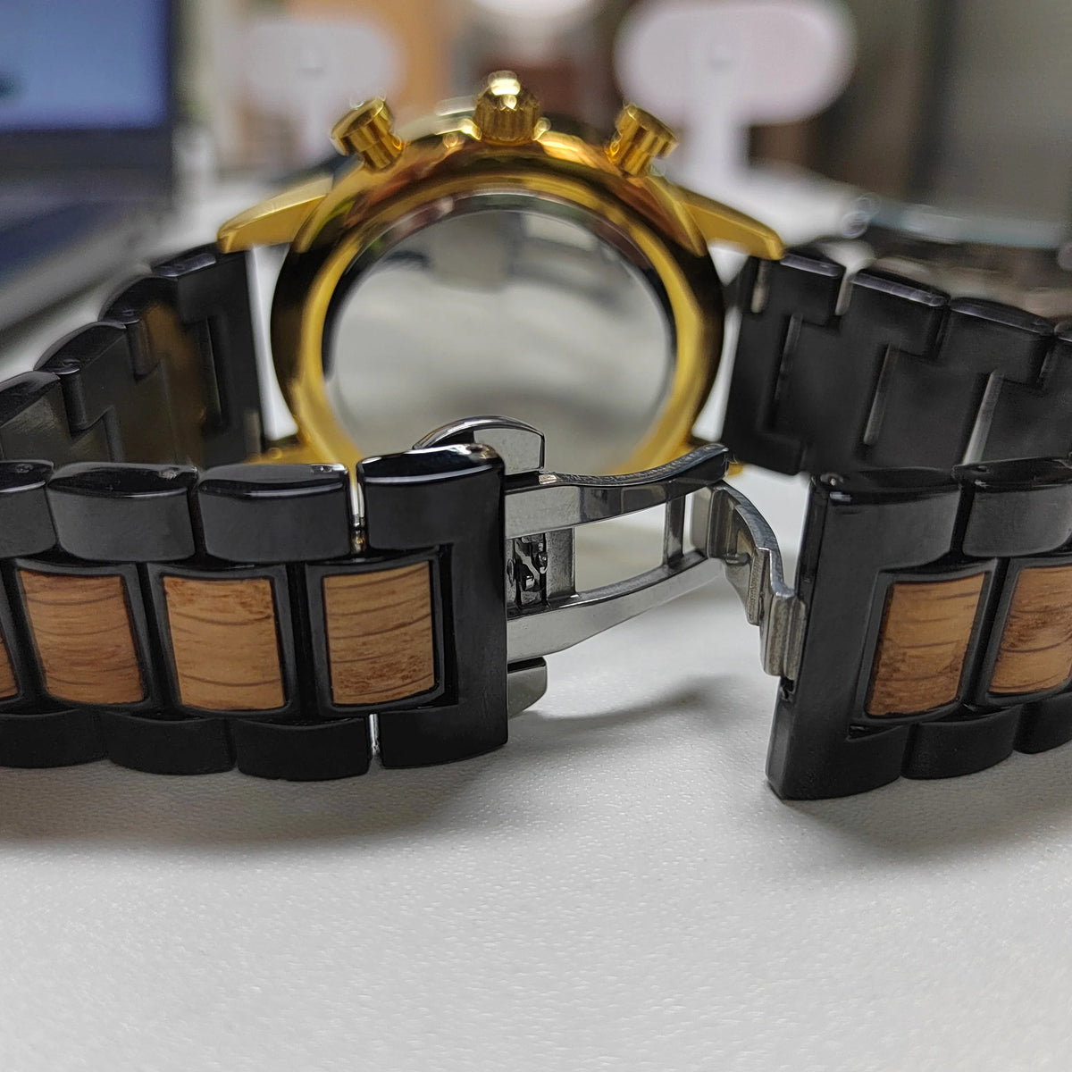 Men’s Luxury Wood Watch – Unique Chronograph Design, Luminous & Water Resistant