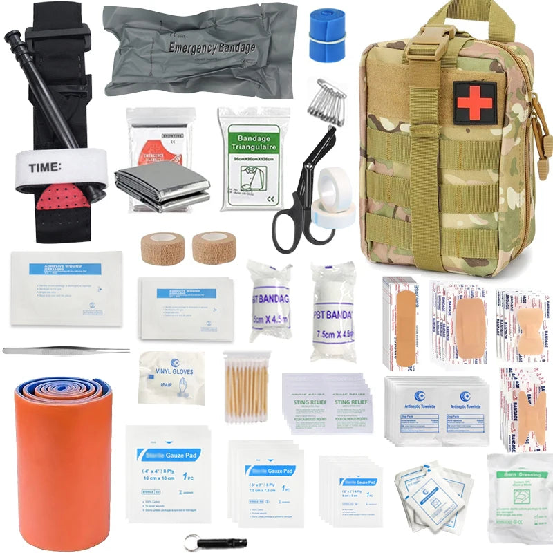 156pc 30-in-1 First Aid Kit for Home, Outdoor, Travel, Camping, Hiking & Boating