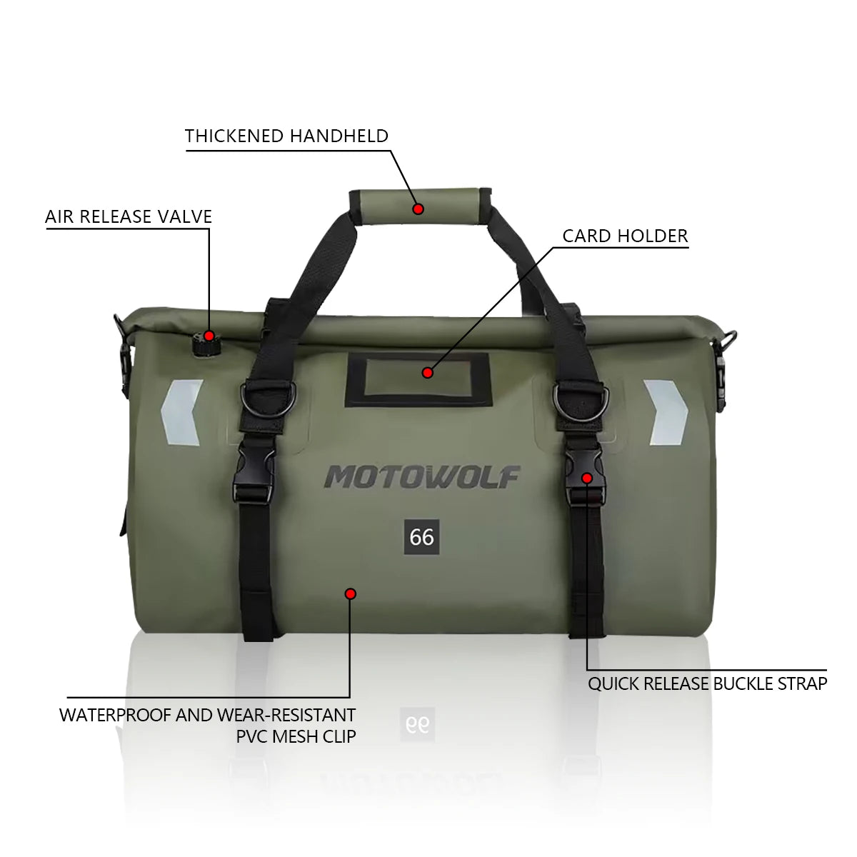 Motorcycle Waterproof Dry Bag 40L 66L Luggage Roll Pack Tail Seat Bag Holdall