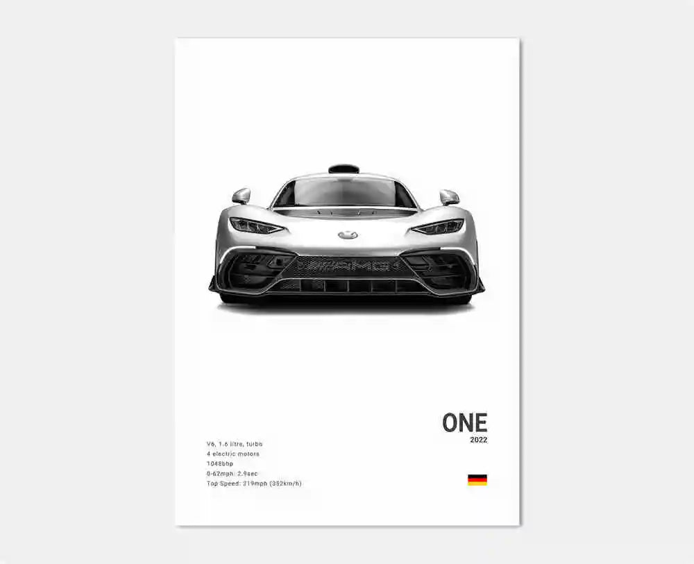 B&W Luxury Sports Car Poster Canvas Wall Art Garage Mancave Merc G63 SL GTR AMG