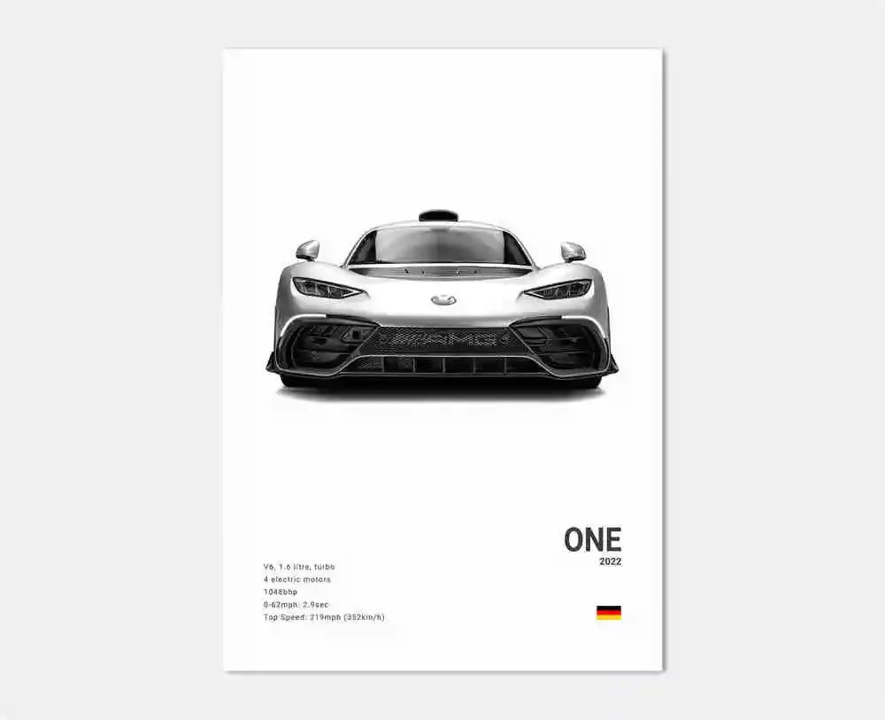 B&W Luxury Sports Car Poster Canvas Wall Art Garage Mancave Merc G63 SL GTR AMG