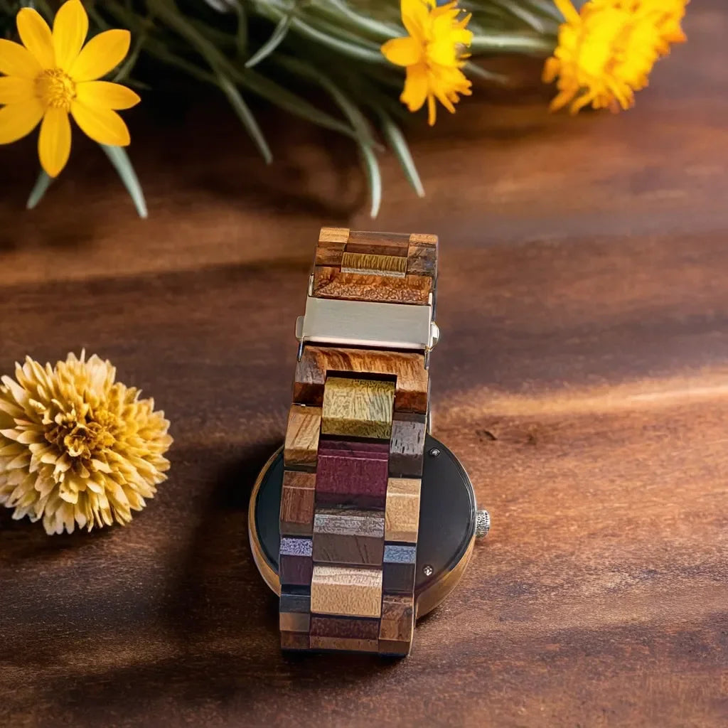 Men's Colourful Wooden Wrist Watch - Unique Wood Design, Stylish, Durable