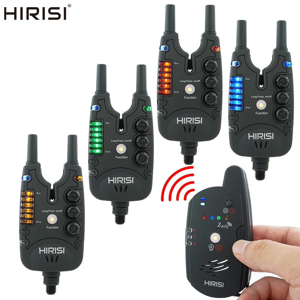 Hirisi Wireless Carp Fishing Bite Alarm Set S8 2 Way Remote Control 1+3 / 1+4