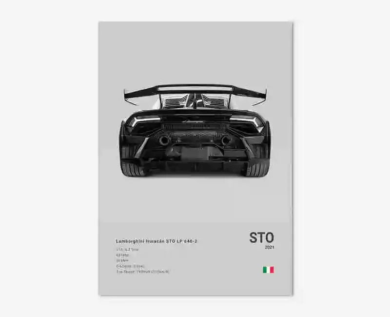 B&W Canvas Poster Luxury Supercar Lamborghini SUV SVJ Wall Art Garage Mancave