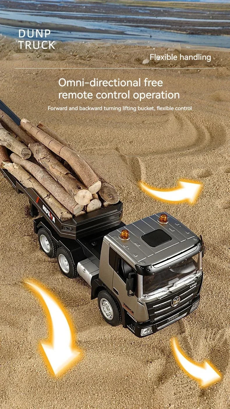 Huina 1318 1:24 RC Unit+Trailer Truck Flatbed 2.4G RC Articulated Toy Gift