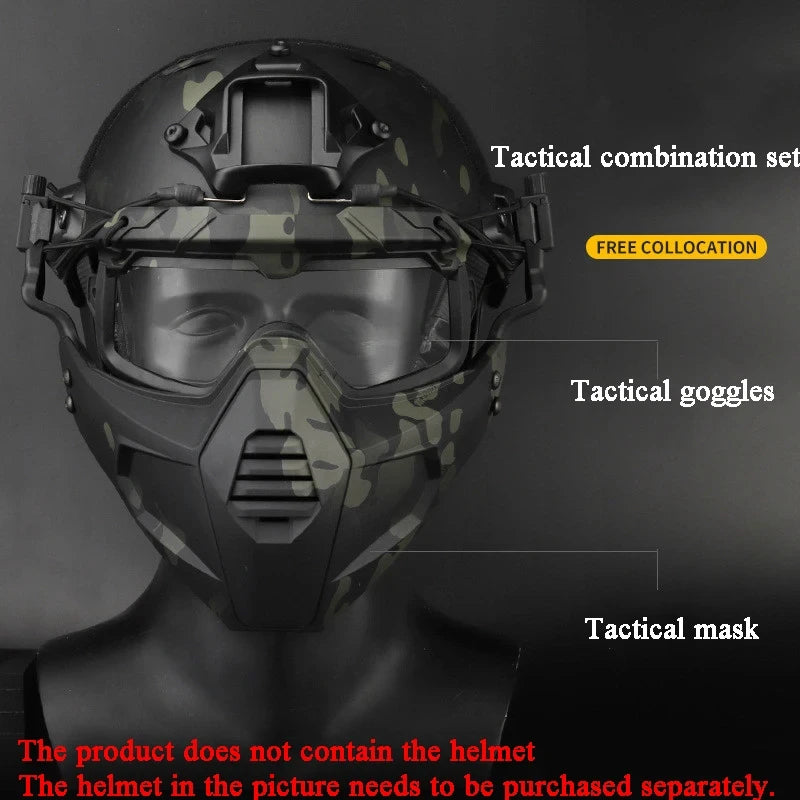 Airsoft Paintball Mask & Goggles Set Half Face Tactical Halloween Eye Protection
