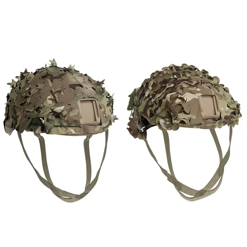 3D Camo Airsoft Helmet Cover – Laser Cut Leaf Shape or Mesh, Paintball Tactical
