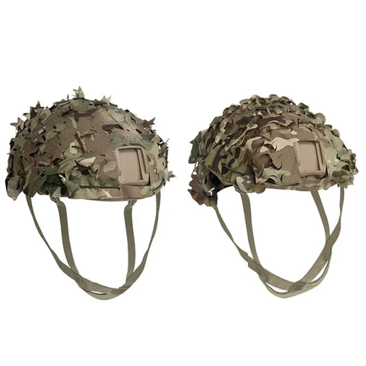 3D Camo Airsoft Helmet Cover – Laser Cut Leaf Shape or Mesh, Paintball Tactical