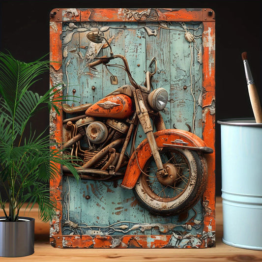 Vintage Motorcycle Aluminium Metal Sign Wall Art 8x12 Inch, Garden Garage Decor