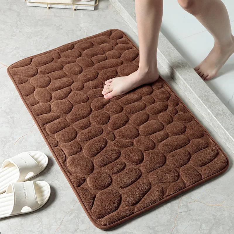 Cobblestone Memory Foam Bath Mat - Non-Slip Super Soft Bathroom Rug 40x60cm