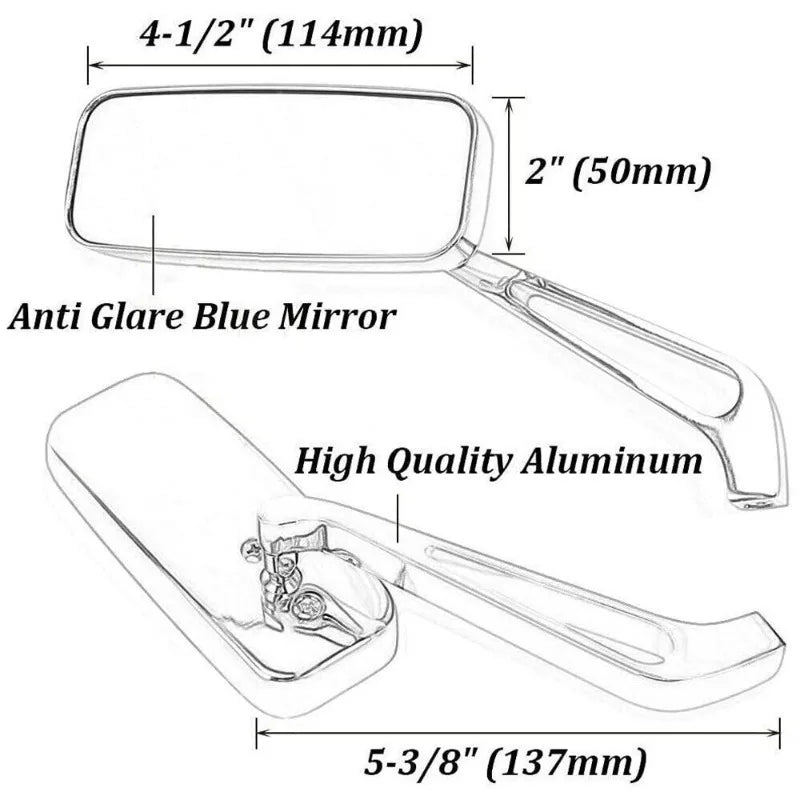 1 Pair 8/10mm Chrome Motorcycle Rear View Mirrors