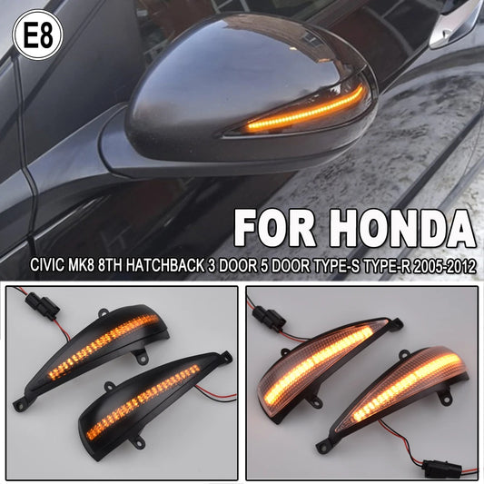 2X LED Dynamic Mirror Turn Signal Side for Honda Civic MK8 Hatchback 2005-2012