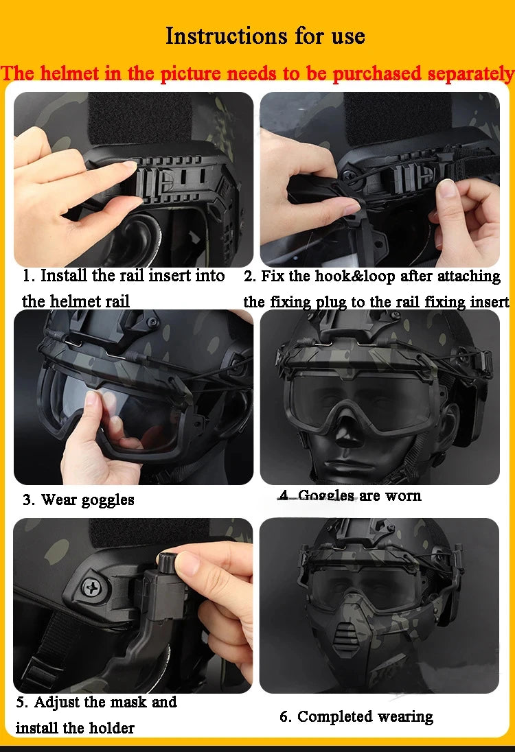 Airsoft Paintball Mask & Goggles Set Half Face Tactical Halloween Eye Protection