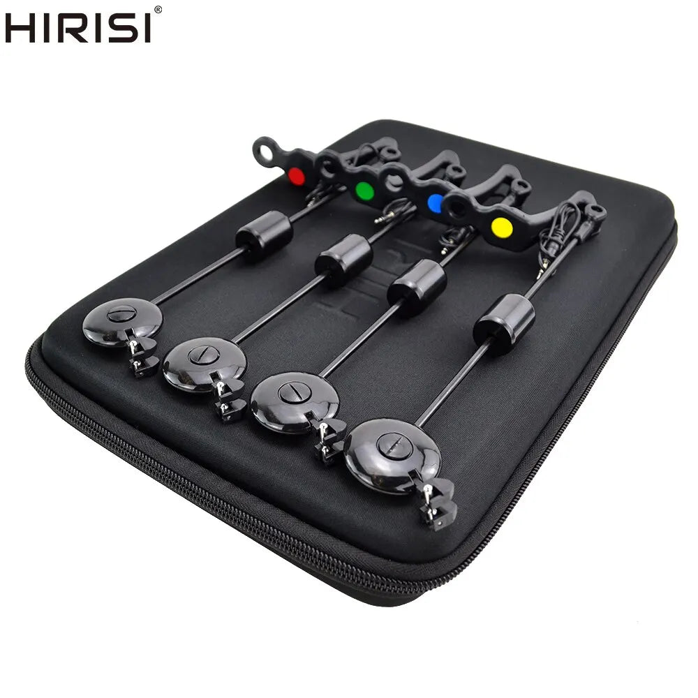 LED Carp Fishing Swingers Drop Off Indicator Set – 4 Colors in Zipped Case