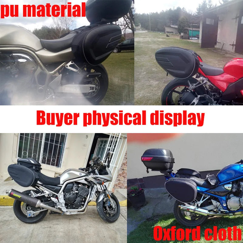 Universal Waterproof Expandable Motorcycle Saddle Bags, 36L-58L Panniers w/Cover