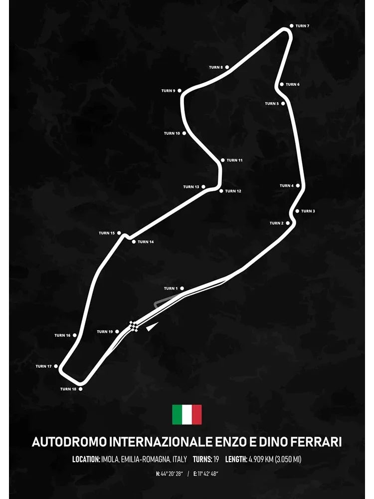 F1 Racing Track Poster Canvas Prints Monaco, Silverstone, Spa, Le Mans - Mancave