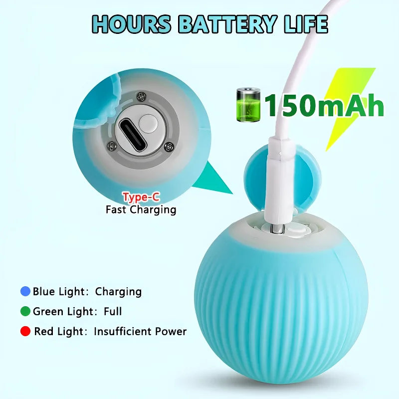 Smart Interactive Cat, Pet Ball Toy, Automatic Rolling, Rechargeable & Silent,