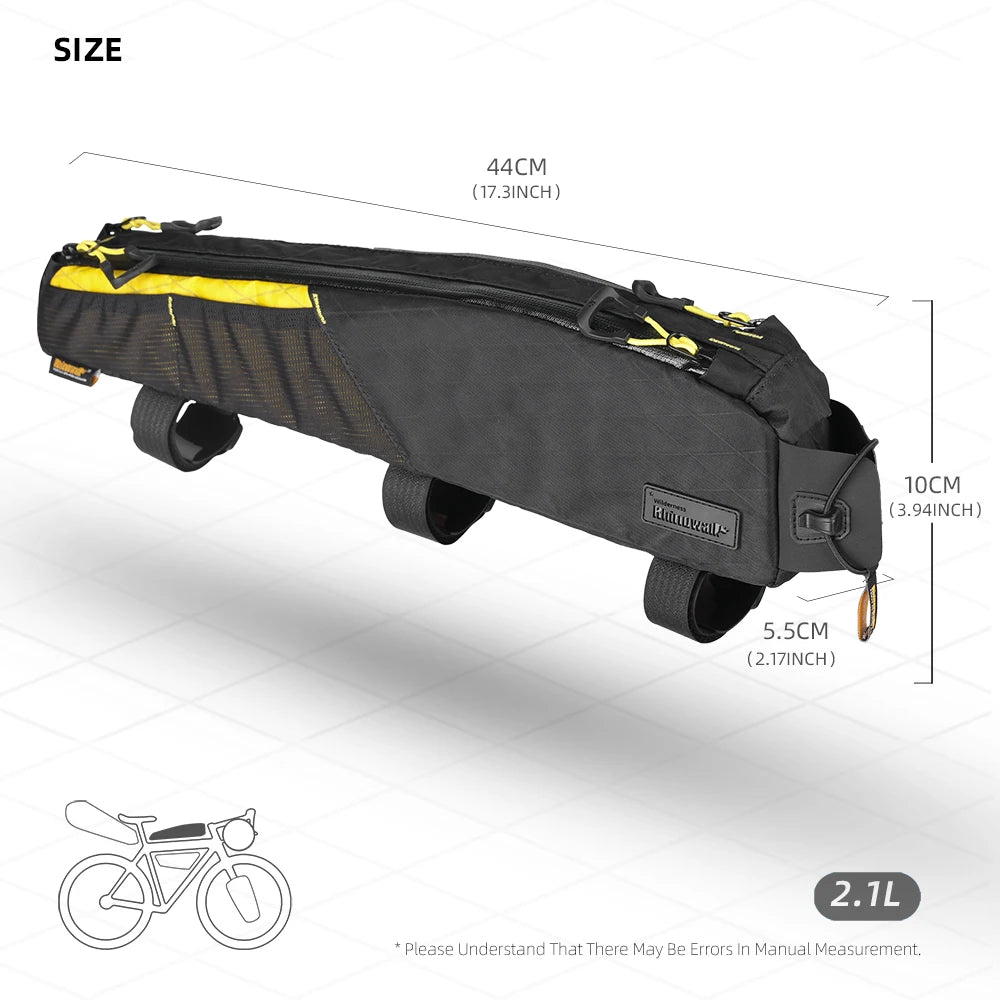 Rhinowalk 2.1L Waterproof Bike Top Tube Bag MTB Gravel Frame Storage Pouch