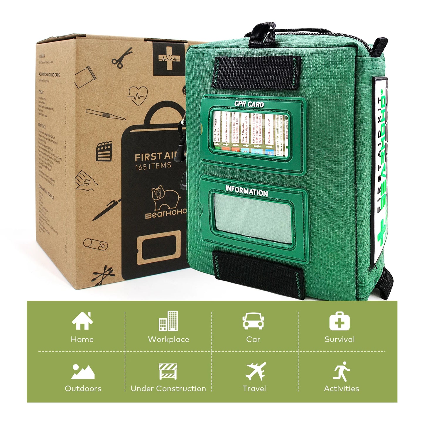 165-Piece Handy First Aid Kit Emergency Survival Medical for Outdoor & Car