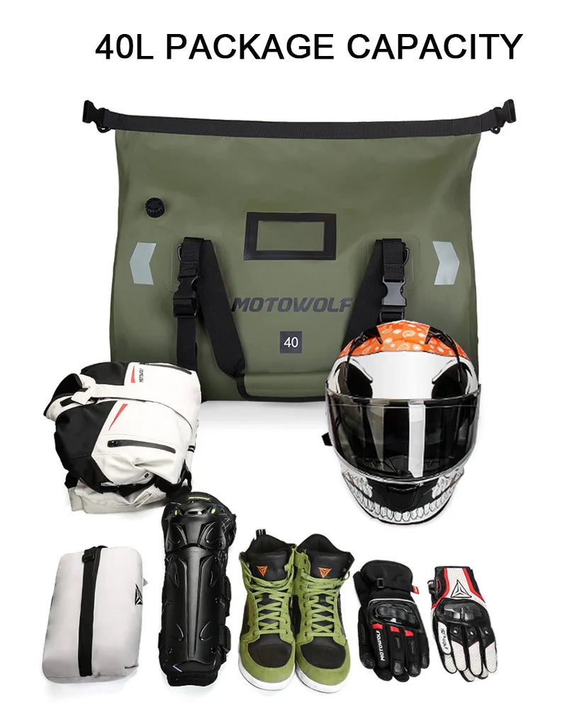 Waterproof Motorcycle Tail Bag 40/66L KTM BMW Yamaha Moto Luggage High Capacity