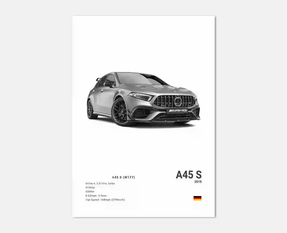 B&W Luxury Sports Car Poster Canvas Wall Art Garage Mancave Merc G63 SL GTR AMG