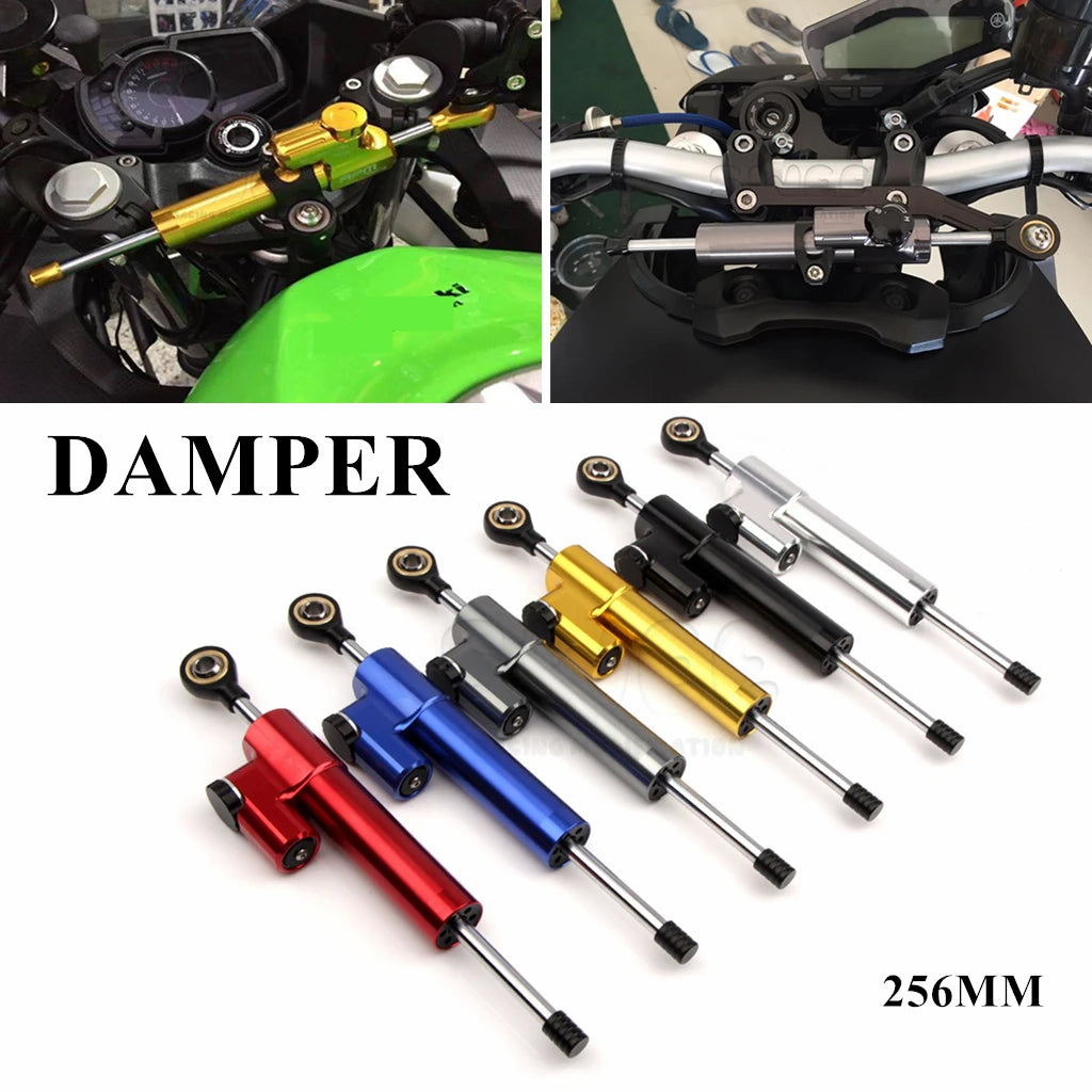 Universal Adjustable Motorcycle Steering Damper 256mm Yamaha Honda Suzuki Kawasaki