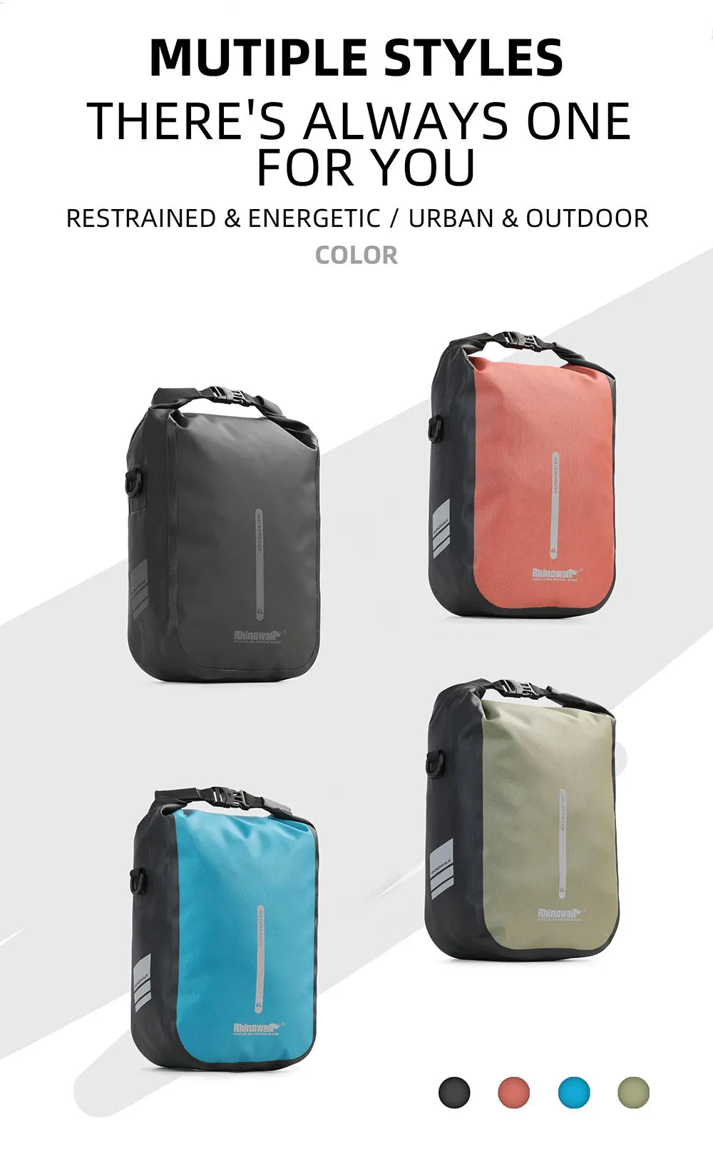 Rhinowalk Waterproof 4L-6L Bike Fork Bag Quick Release Shoulder Pack MTB Road
