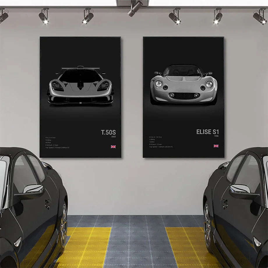 Pop Art Black Luxury Supercar Canvas Poster Wall  Home Mancave Decor Ghost GT RS