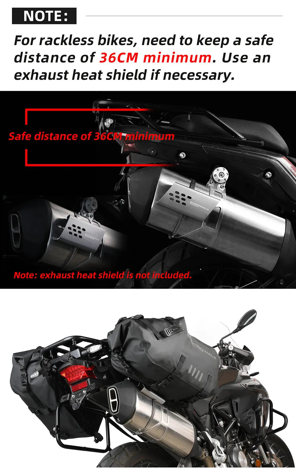 Rhinowalk Motorcycle Side Bags 100% Waterproof 18L/28L/48L Large-Capacity Panniers