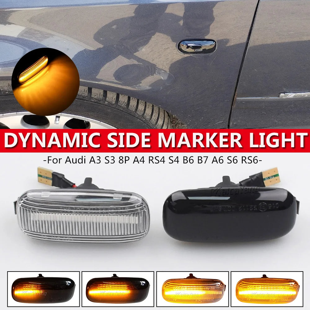 LED Dynamic Turn Signal Side Marker Light for Audi A3 A4 S4 RS4 A6 S6 RS6 8P B6 B7