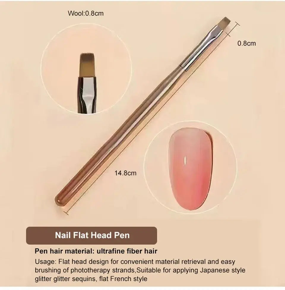 9PC UV Gel Nail Brush Set - Acrylic Brush, Liner, DIY Painting, Nail Art Design