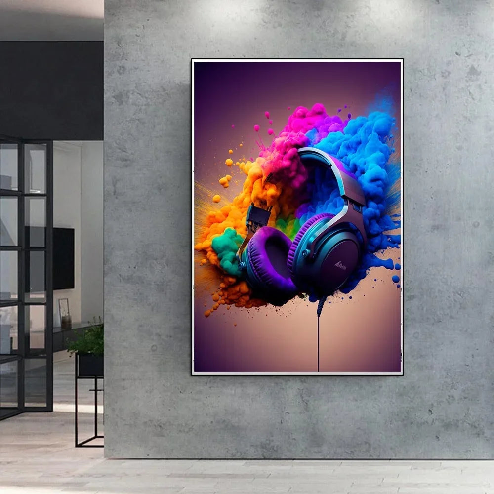Colorful Vibrant Gamer Canvas Wall Art Nordic Aesthetic Unframed Poster Mancave