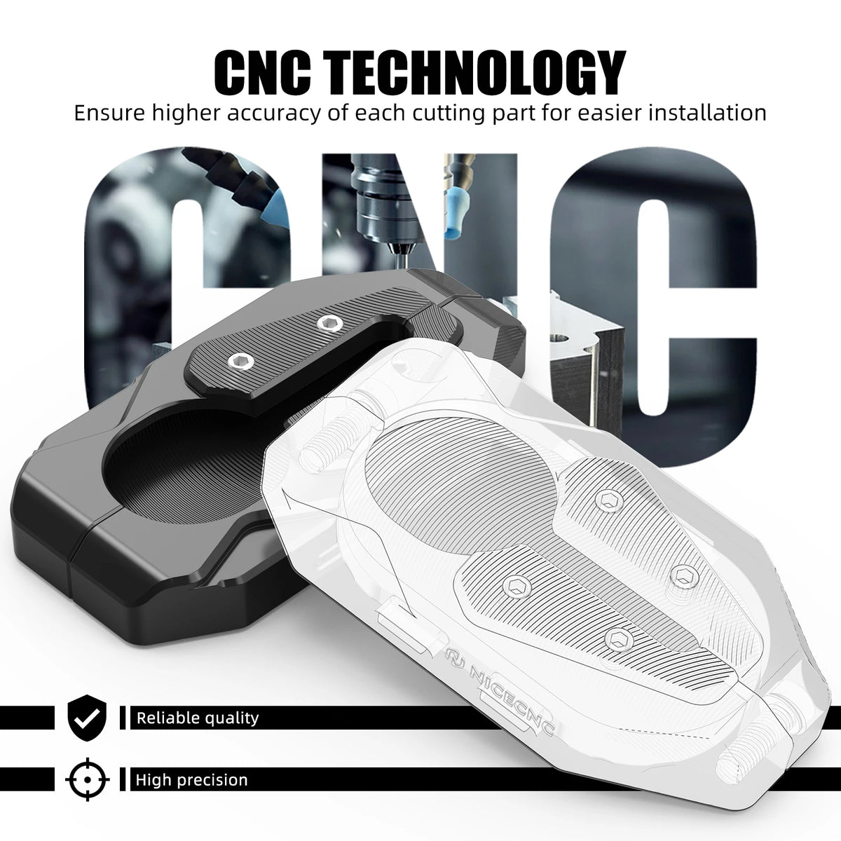 BMW R1250GS R1200GS Kickstand Pad CNC Side Stand Extension Plate 2016–2023
